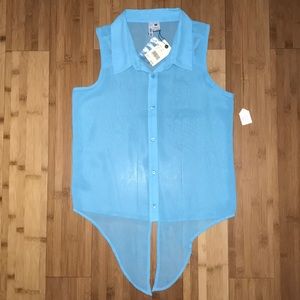 Red Fox Blue Chiffon Top